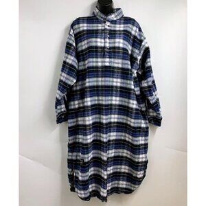 The Vermont Flannel Co Adult Plaid Flannel 100% Cotton Long Sleeve Nightgown OS